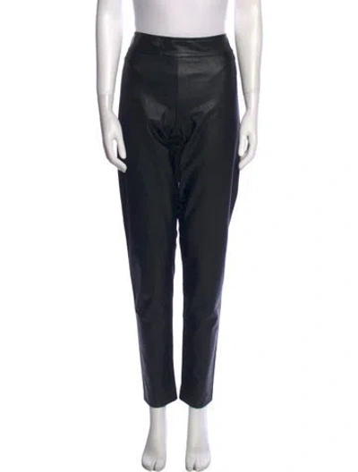 Pre-owned Avenue Montaigne Leather Straight Leg Pants W/ Tags In Blue