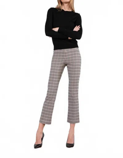Avenue Montaigne Leo Cropped Flare Pants In Check In White