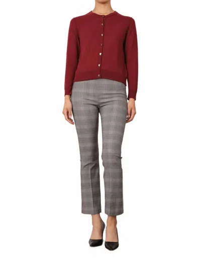 Avenue Montaigne Leo Cropped Flare Pants In Madras Plaid Grey In Gray