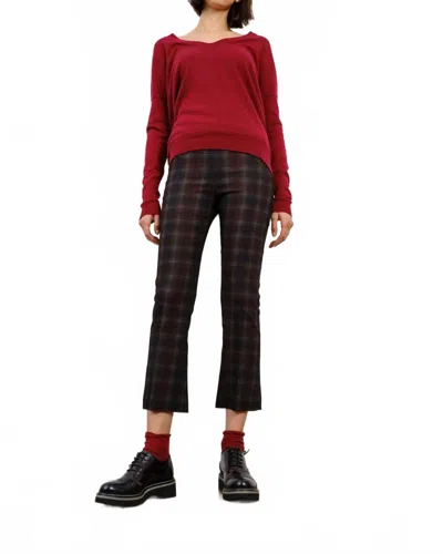 Avenue Montaigne Leo Cropped Flare Pants In Scottich Plaid In Brown