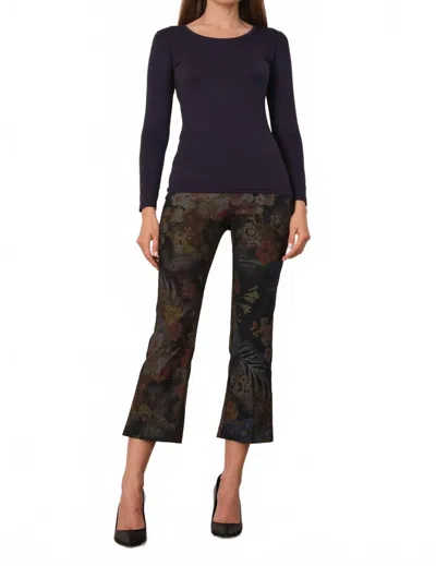 Avenue Montaigne Leo Flare Cut Pants In Floral Leaf In Brown