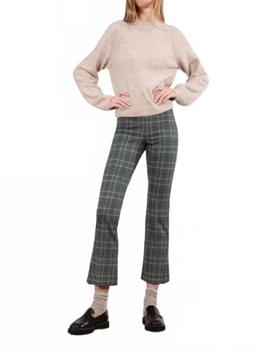 Avenue Montaigne Leo Flare Cut Pants In Glen Grid In Gray