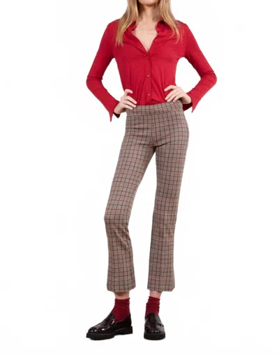Avenue Montaigne Leo Flare Cut Pants In Houndstooth Check In Multi