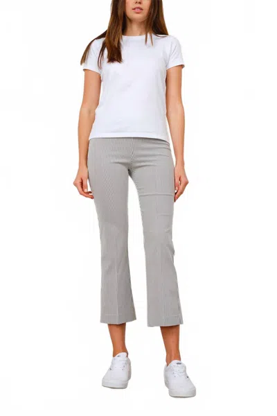 Avenue Montaigne Leo Flare Cut Pants In Stripes Seersucker Grey In Multi