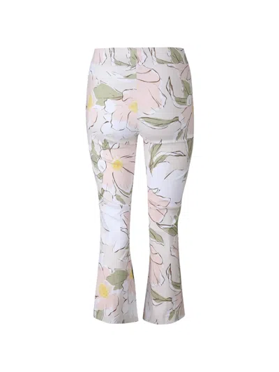 Avenue Montaigne Leo Floral Flared-leg Trousers In Neutral