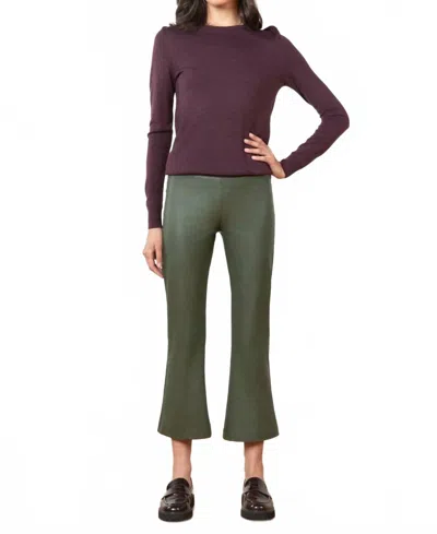 Avenue Montaigne Leo Pleather Pant In Olive In Green