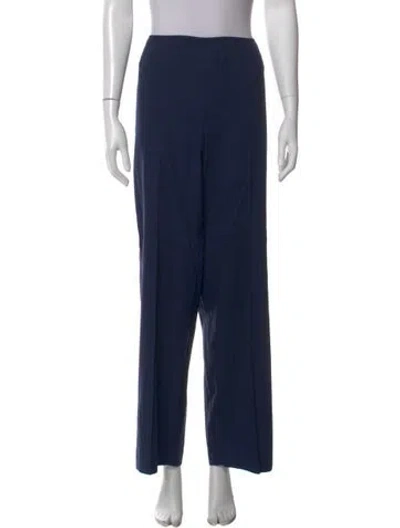 Pre-owned Avenue Montaigne Linen Wide Leg Pants In Blue