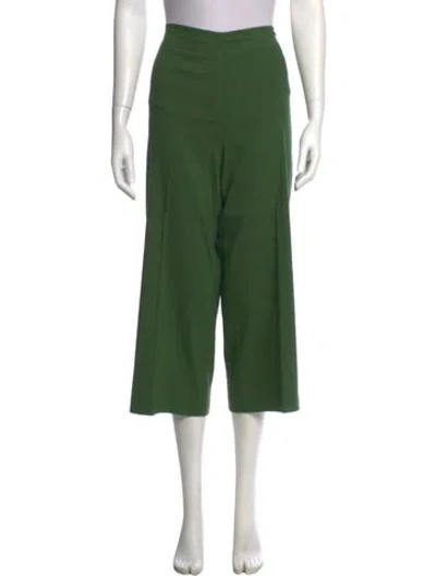 Pre-owned Avenue Montaigne Linen Wide Leg Pants In Green