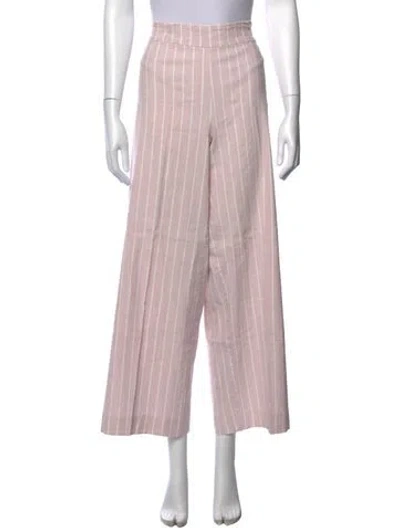 Pre-owned Avenue Montaigne Linen Wide Leg Pants In Pink