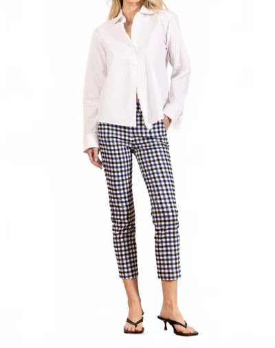Avenue Montaigne Lulu Straight Cropped Pant In Check Blue/black In Multi