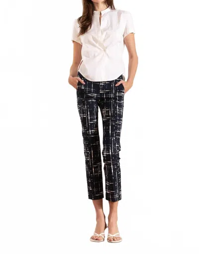 Avenue Montaigne Lulu Straight Cropped Pant In Graffiti Navy In Black