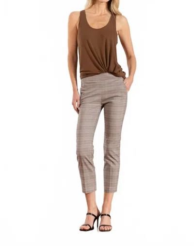 Avenue Montaigne Lulu Straight Cropped Pant In Grey Plaid In Multi