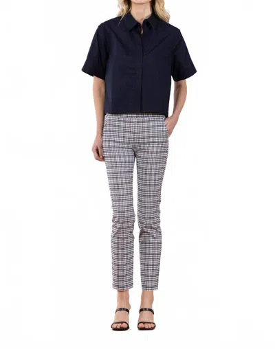 Avenue Montaigne Lulu Straight Cropped Pant In Screen Blue In Multi