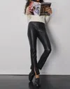 Avenue Montaigne Max Vegan Leather Pant In Black In Black