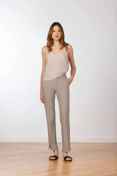 Avenue Montaigne Odeon Linen Solar Pant In Mushroom In Brown