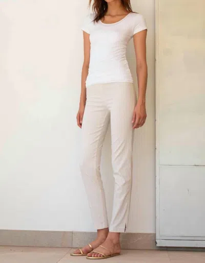 Avenue Montaigne Pars Beige Seersucker Stripe Full-length Pant