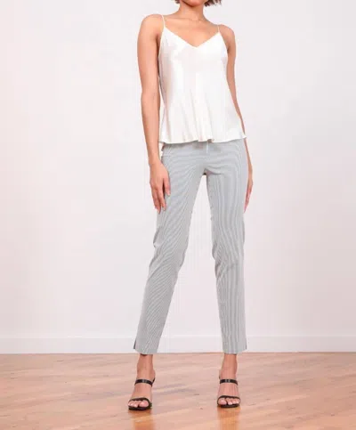 Avenue Montaigne Pars Seersucker Stripe Full-length Dress Pant In Grey/white