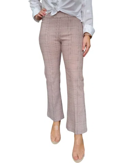 Avenue Montaigne Plaid Leo Pants In Tan In Multi