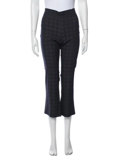 Pre-owned Avenue Montaigne Plaid Print Flared Pants In Blue