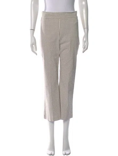 Pre-owned Avenue Montaigne Plaid Print Straight Leg Pants In Gray