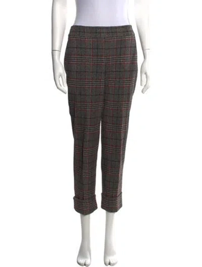 Pre-owned Avenue Montaigne Plaid Print Straight Leg Pants In Multicolor