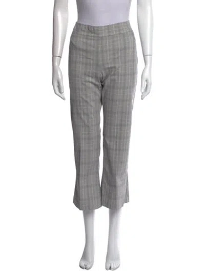 Pre-owned Avenue Montaigne Plaid Print Wide Leg Pants In Gray
