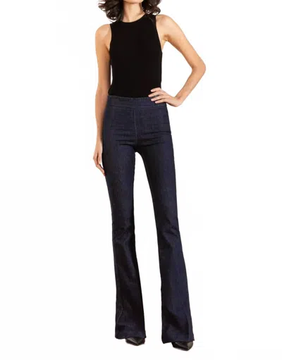 Avenue Montaigne Stretch Flare Pant In Dark Denim In Blue