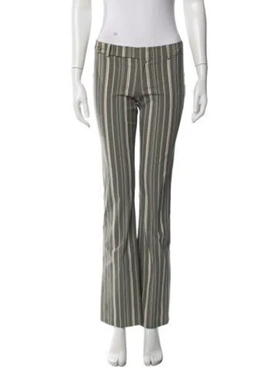 Pre-owned Avenue Montaigne Striped Flared Pants In Green