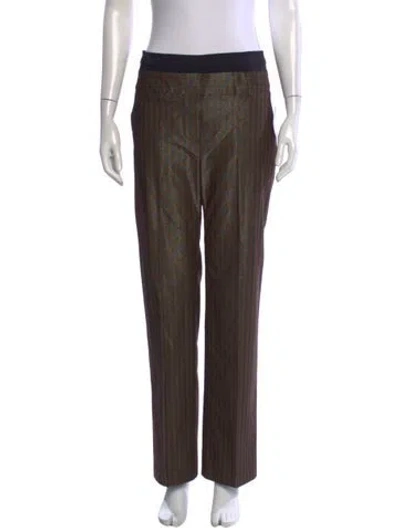 Pre-owned Avenue Montaigne Striped Straight Leg Pants In Brown