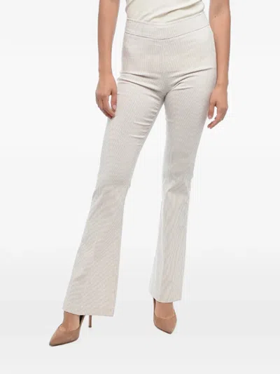 Avenue Montaigne Striped-pattern Flared-hem Trousers In White