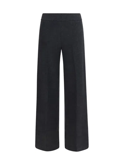Avenue Montaigne Wide-leg Cotton-blend Trousers In Black