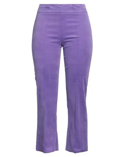 Avenue Montaigne Woman Pants Purple Size 4 Cotton, Elastane