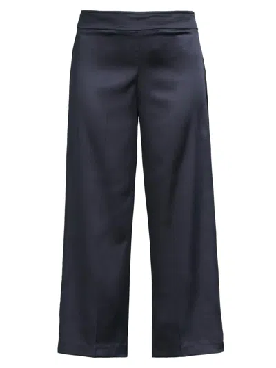 Avenue Montaigne Women's Alex Satin Wide-leg Pants In Blue