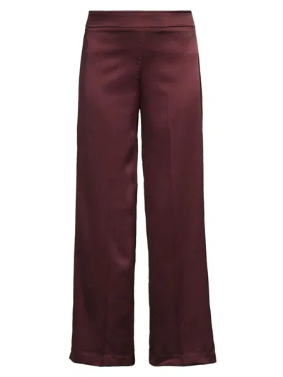 Avenue Montaigne Women's  Stretch Satin Wide-leg Pants In Red