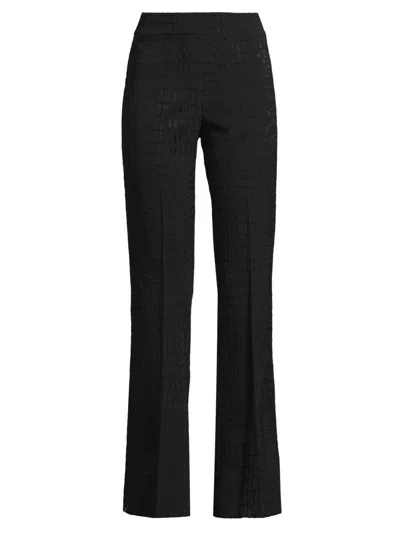 Avenue Montaigne Women's Jacquard Stretch Flared Pants In Black