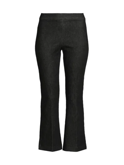 Avenue Montaigne Women's Stretch Denim Cropped Flare Pants In Black