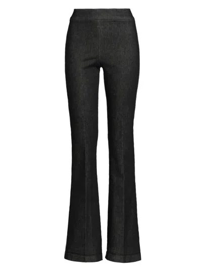 Avenue Montaigne Women's Stretch-cotton Flared Pants In Black