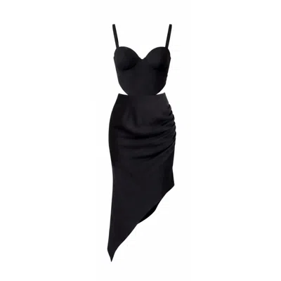 Avenue N°29 Women's Cut-out Wool Corset Dress - Black
