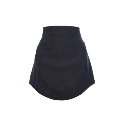 Avenue N°29 Women's Rounded Hemline Wool Mini Skirt - Grey