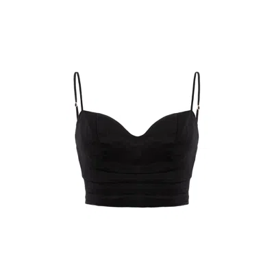Avenue N°29 Women's Silk Corset Top With Straps - Black
