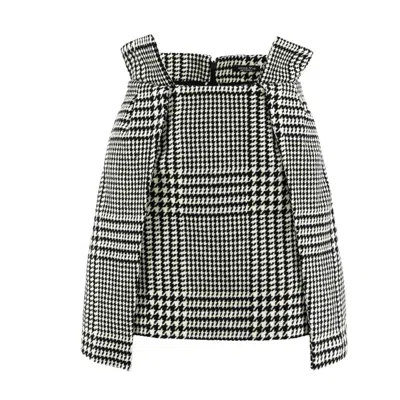 Avenue No.29 Checked Wool Mini Skirt In Black