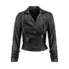 Avenue No.29 Women's Black Double Breasted Eco Leather Jacket With Zipper In Black