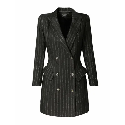 Avenue No.29 Women's Black Double Breasted Linen Blazer Dress