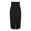Avenue No.29 Women's Black Wool Midi Skirt With Front Slit In Black