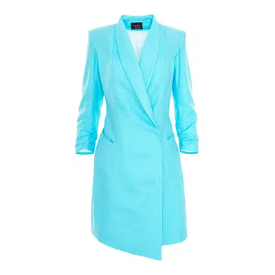 Avenue No.29 Women's Blue Asymmetric Tailored Blazer Dress - Aqua