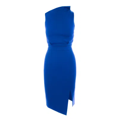 Avenue No.29 Women's Bodycon Midi Dress With Leg Slit - Blue