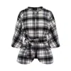 Avenue No.29 Women's Check Wool Cape With Belt - Black & White In Black