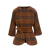 Avenue No.29 Women's Check Wool Cape With Belt - Brown In Brown