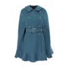 Avenue No.29 Women's Double Breasted Cape With Belt - Blue In Blue