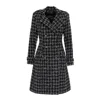 Avenue No.29 Women's Double Breasted Military Coat With Contrast Buttons – Black & White In Black